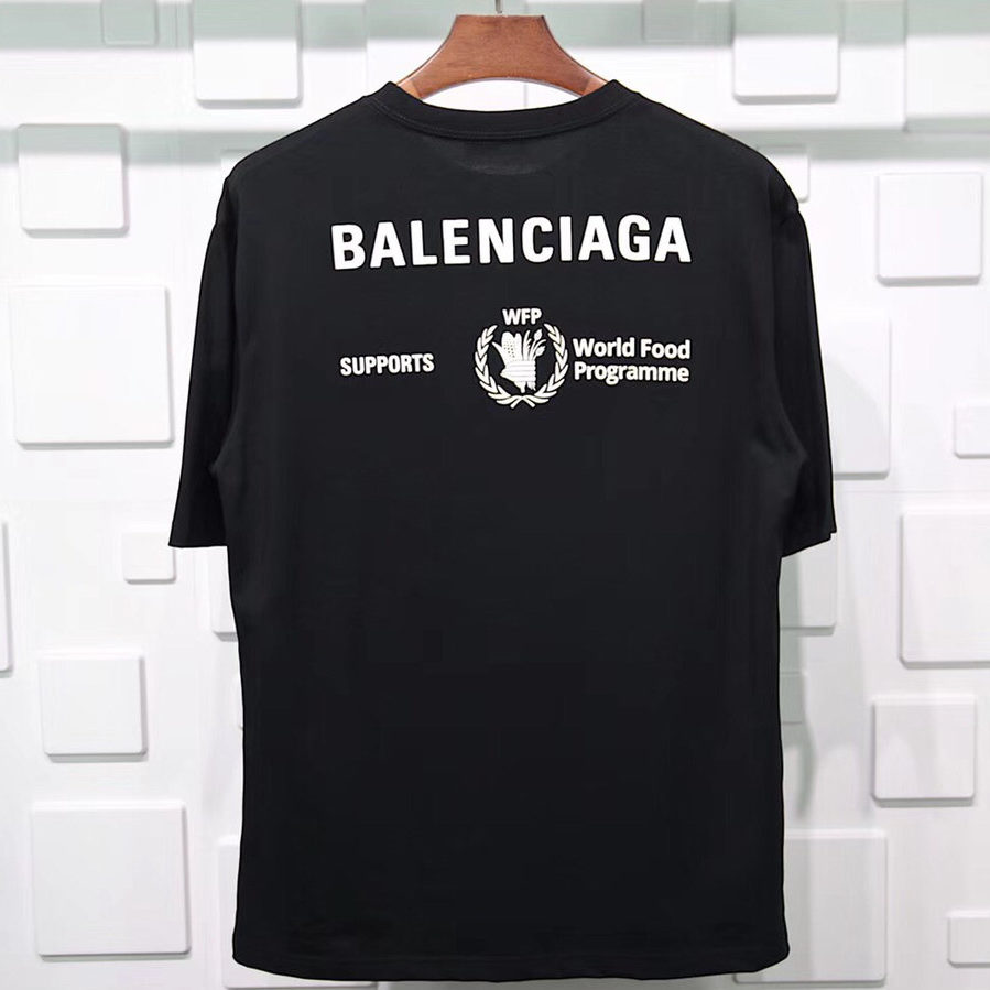 BALENCIAGA WFP LIMITED CHARITY BLACK T-SHIRT REPLICA - FakeBalenciaga.net